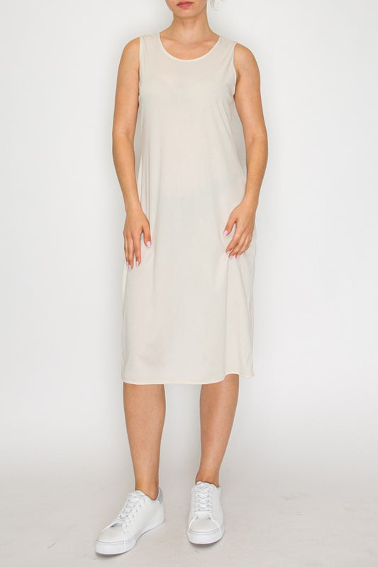 SLEEVELESS LAYERING DRESS> CREAM