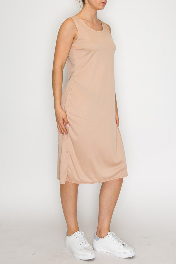 SLEEVELESS LAYERING DRESS> NUDE