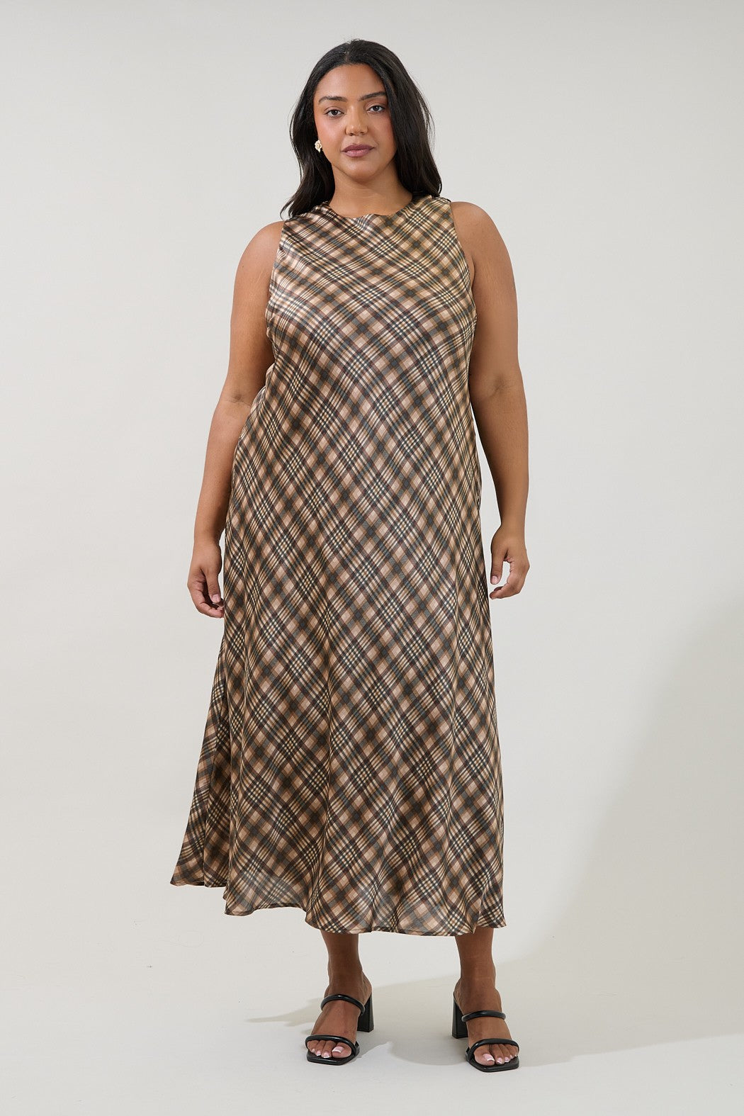 Saisha Plaid Midi Dress (Curve)