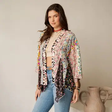Floral Bohemian-Style Patchwork Kimono