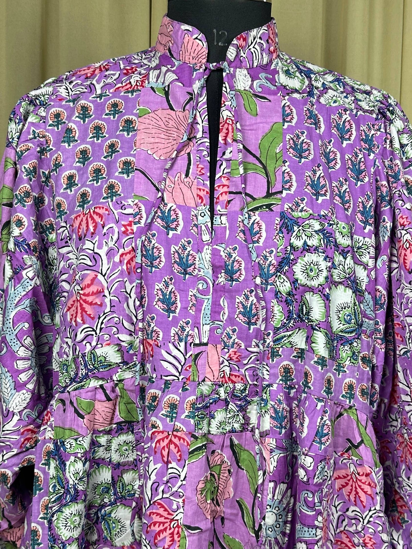 PURPLE  SHADES| Hand Patchwork Cotton Dress OneSize