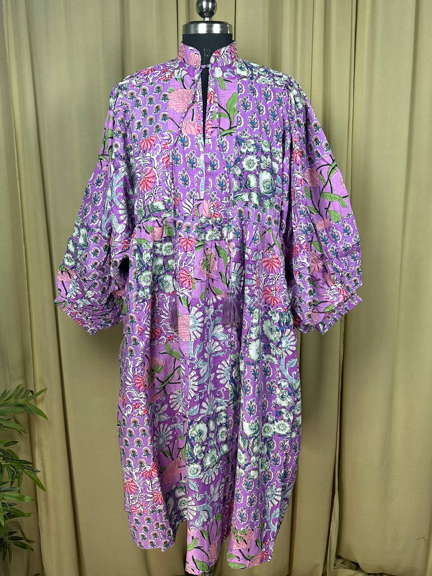 PURPLE  SHADES| Hand Patchwork Cotton Dress OneSize
