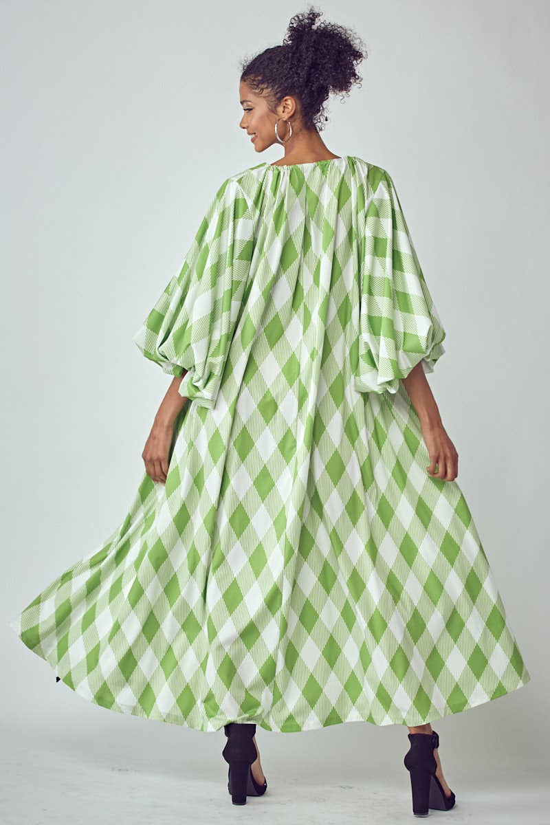 BALLOON SLEEVE DRESS WITH POCKETS