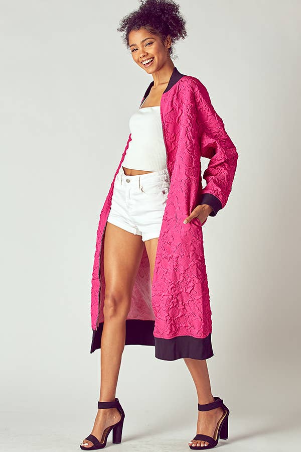 EMBOSSED JACKET WITH TWO WAY ZIPPER