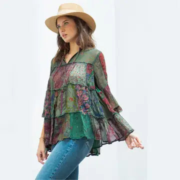 Chic Overdyed Band Collar Jhabla Top