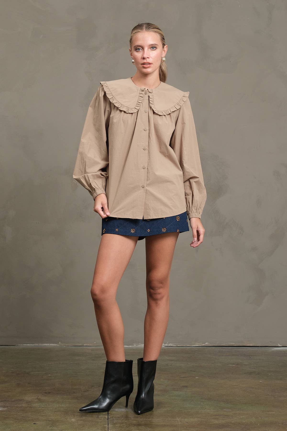 PETER PAN Frill Collar Cotton Blouse