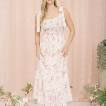 Floral Pink Smocked Sundress