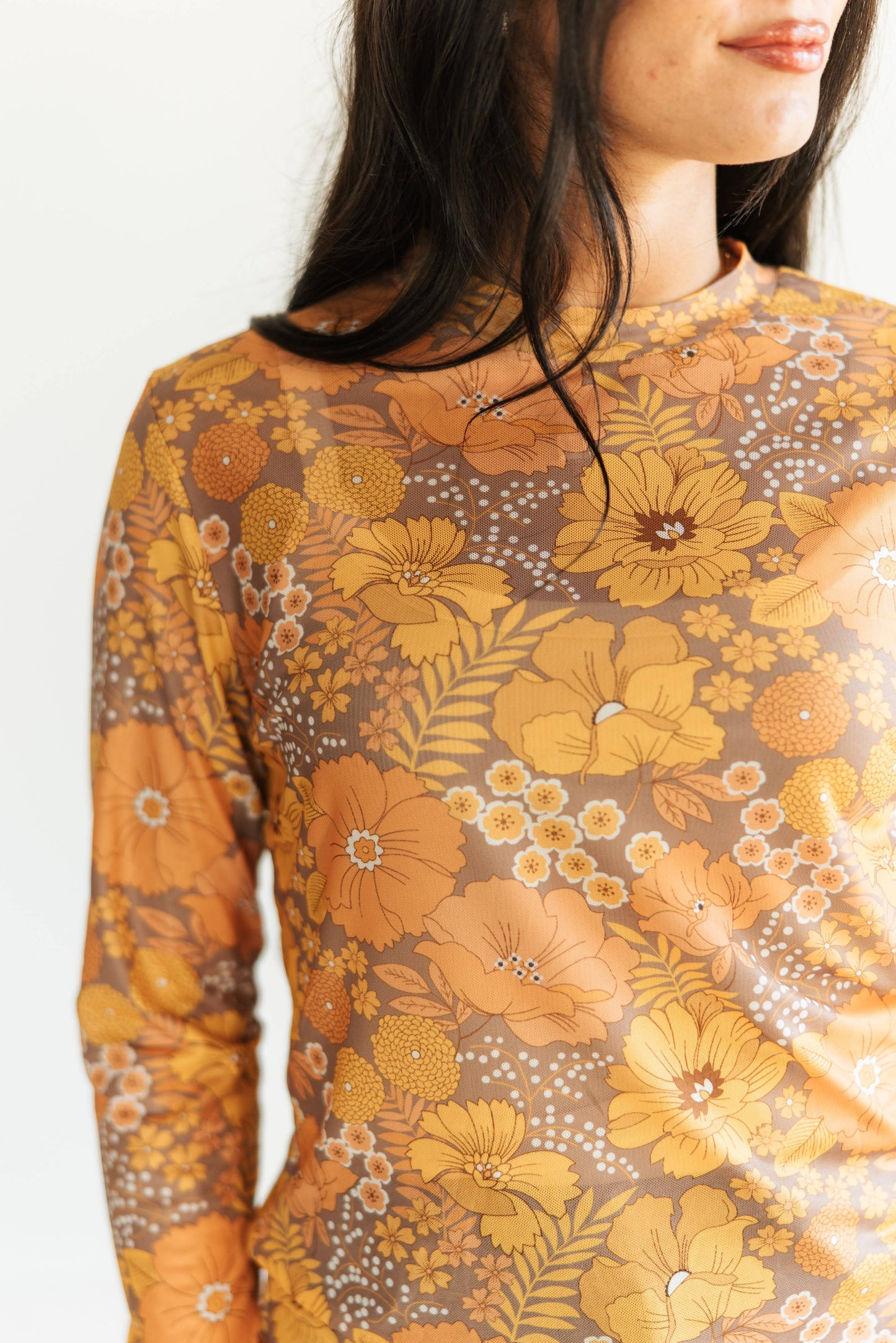 TH1221 S157 VINTAGE FLORAL MESH TOP ( 1 Piece)