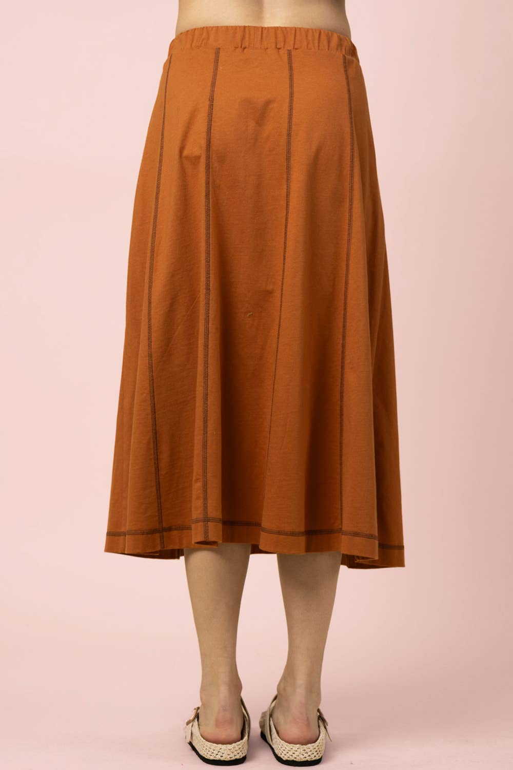 Stitch Detail Casual Knit Midi Skirt