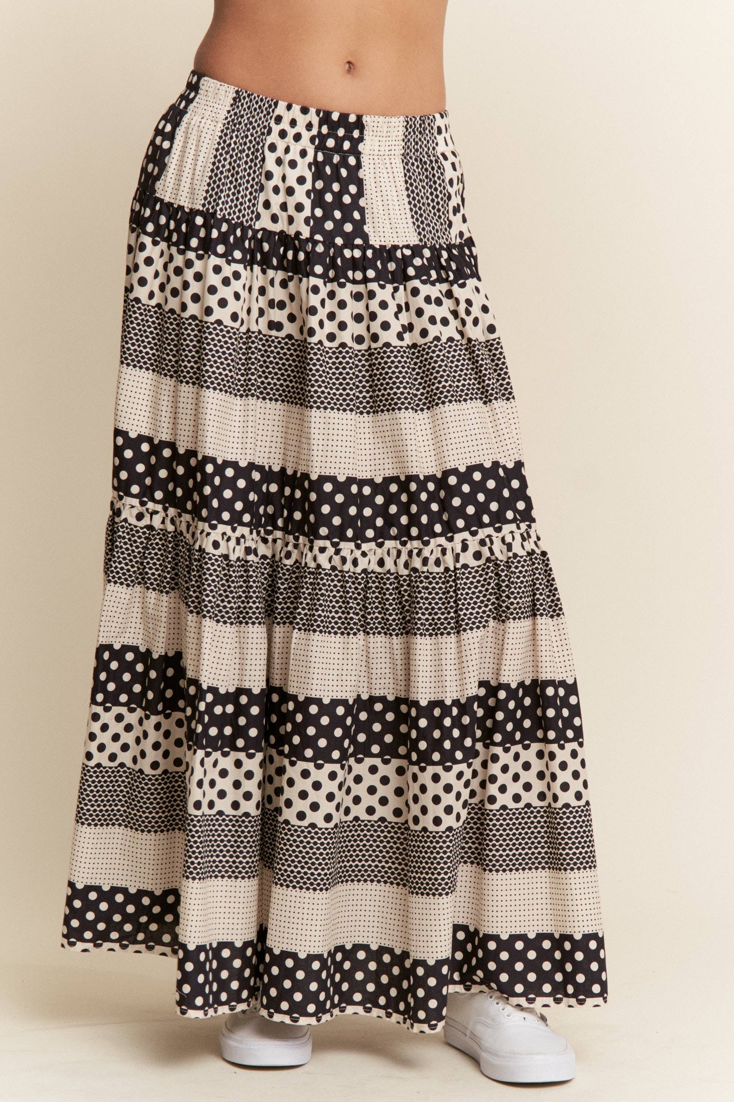 Polkadot Tiered Maxi Flowy Skirt