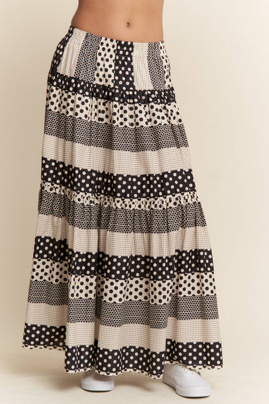 Polkadot Tiered Maxi Flowy Skirt