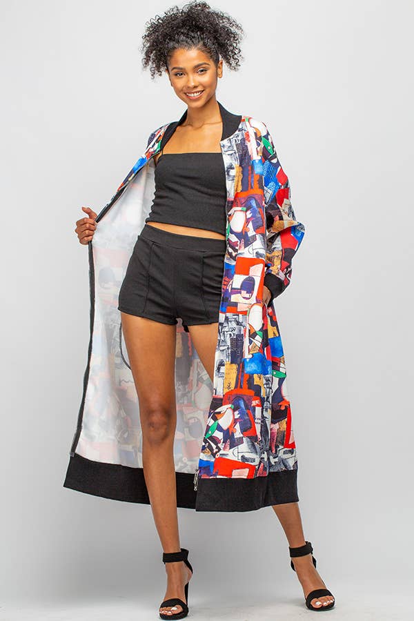 OVERFITTING LONG FASHION JACKET WITH POCKETS