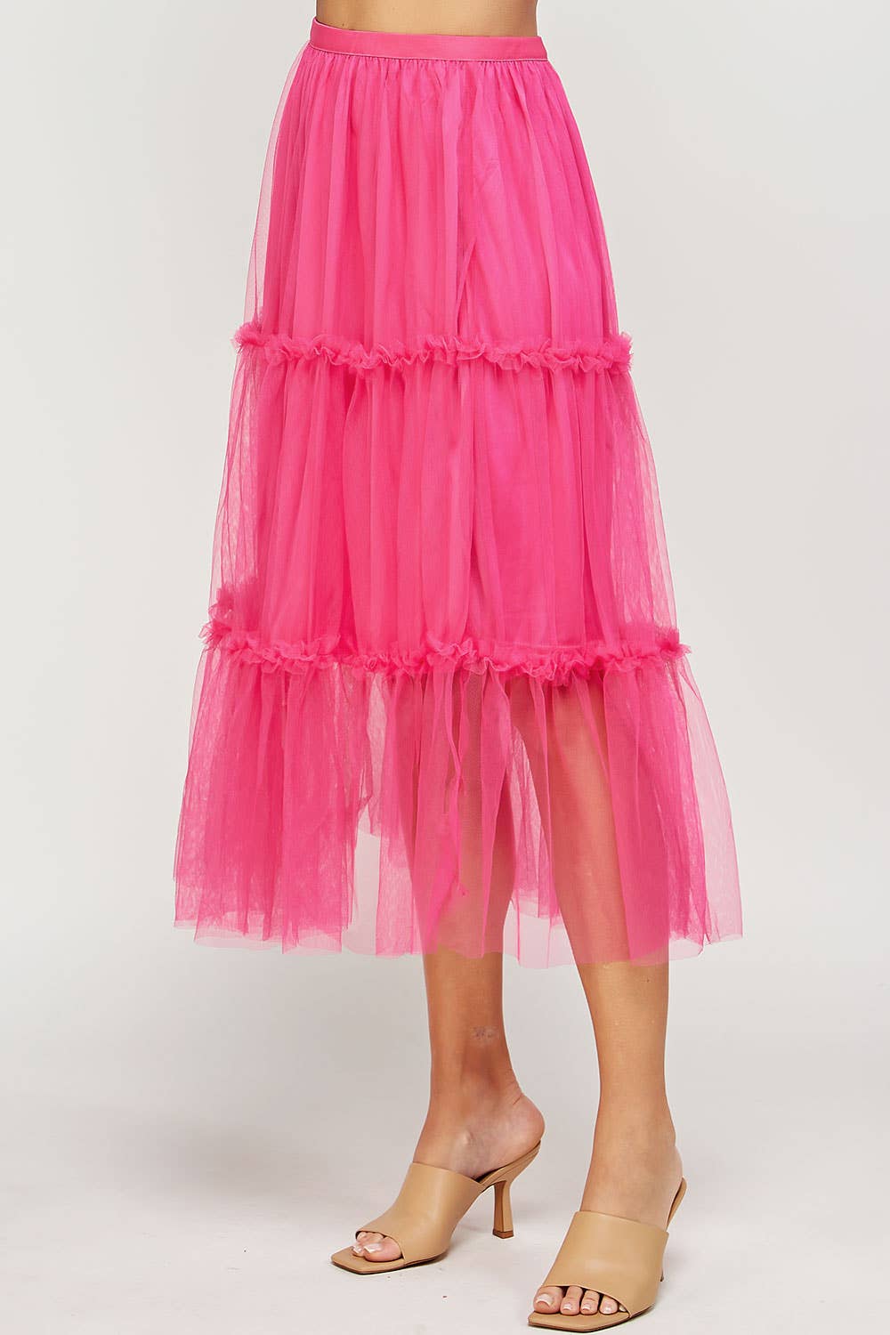 Tulle Midi Skirt With Mini Ruffles