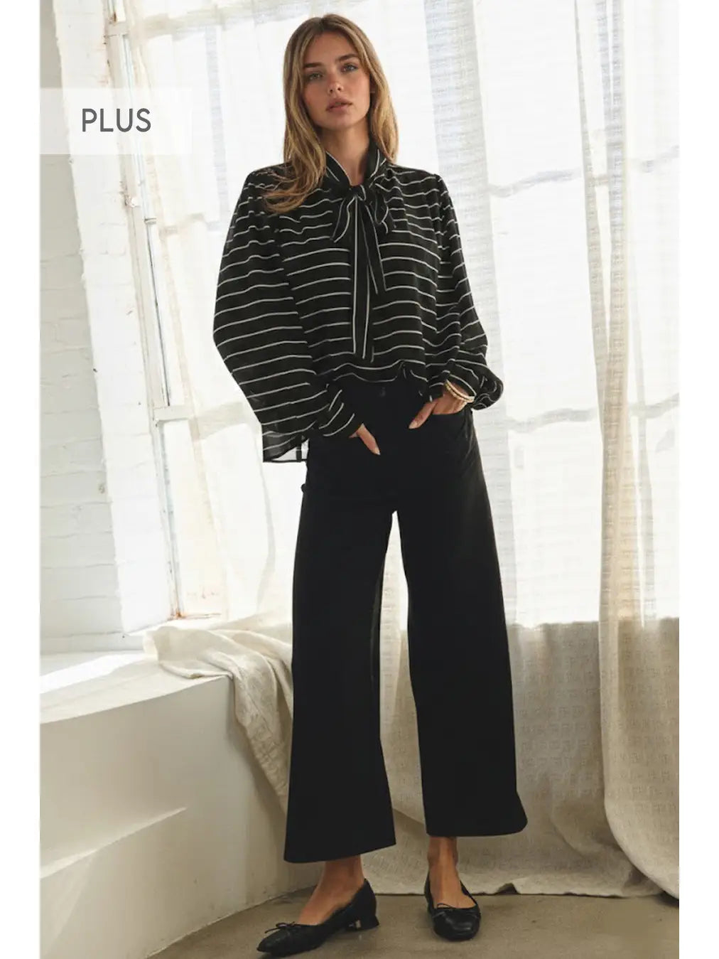 Brooke's striped Tie Front Blouse