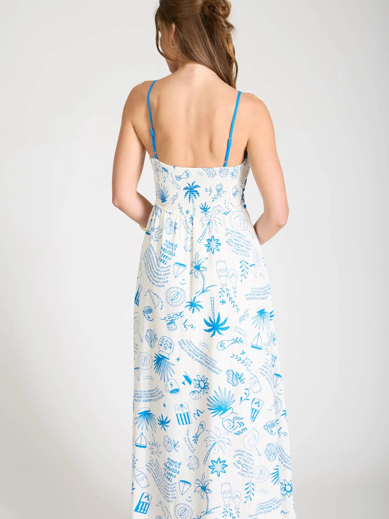 Riviera Doodle Piped Maxi Dress