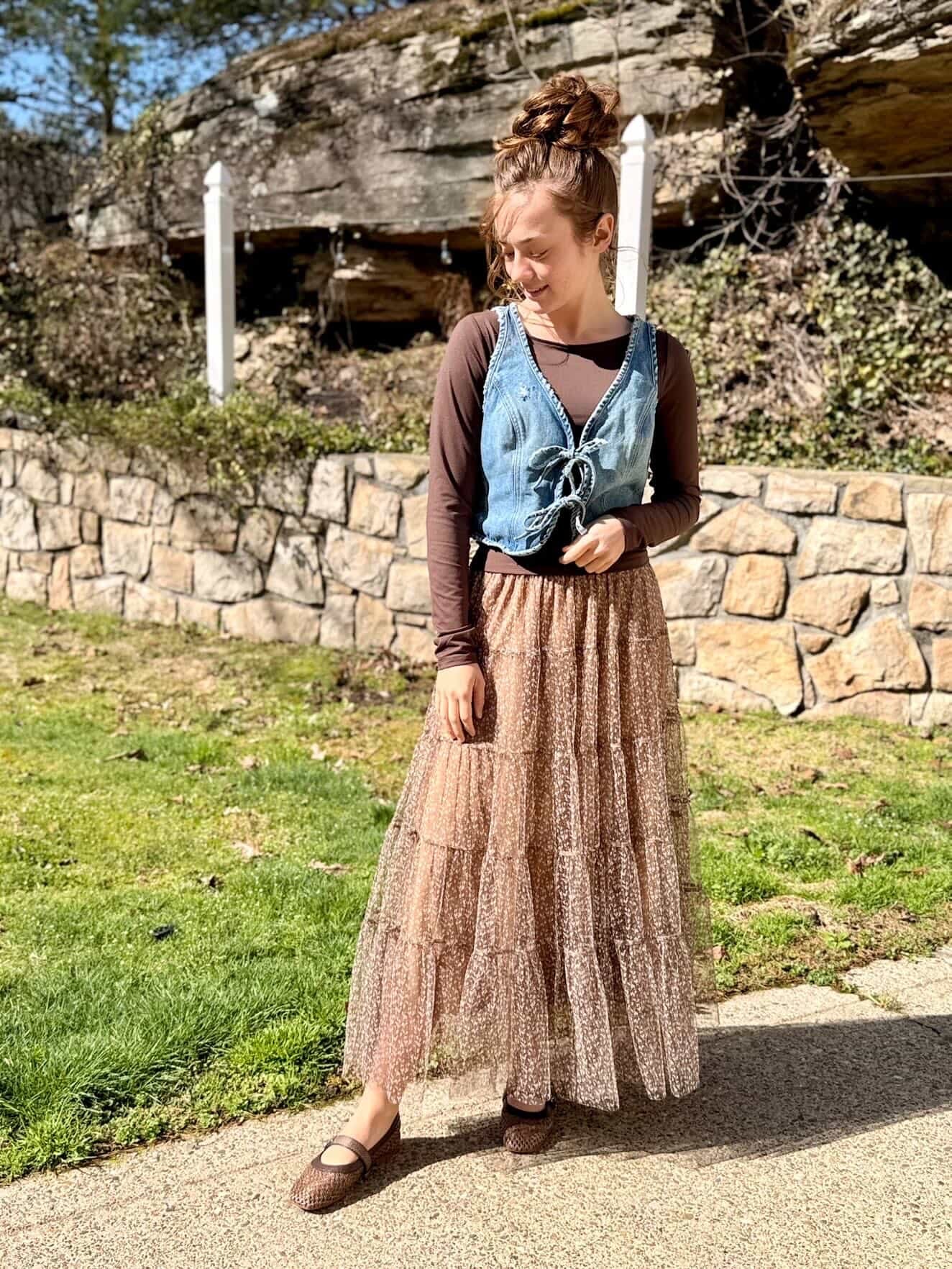 Tulle brown Khristen girl skirt
