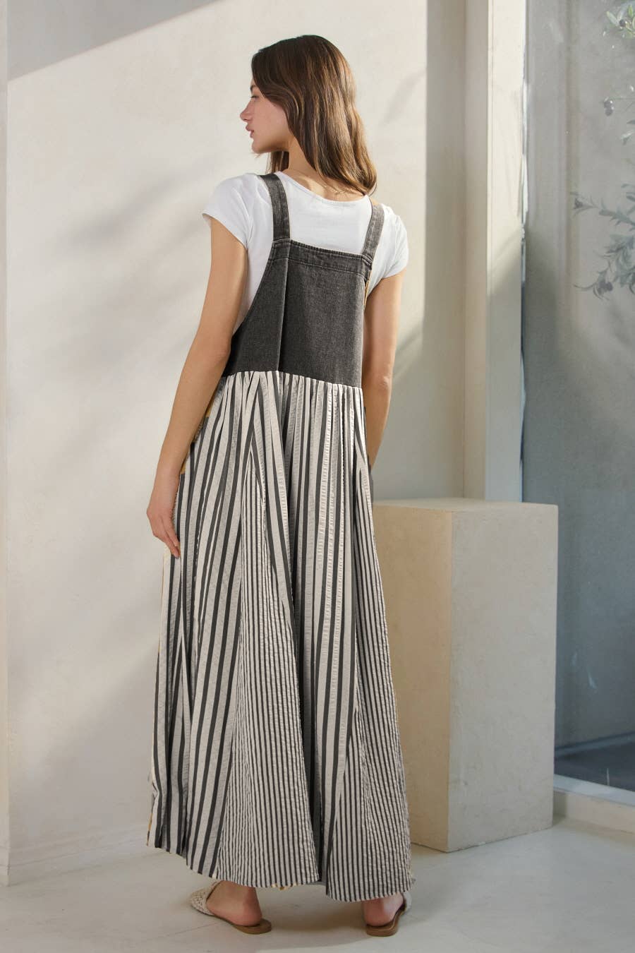 Plus Colored Denim Overall Dress