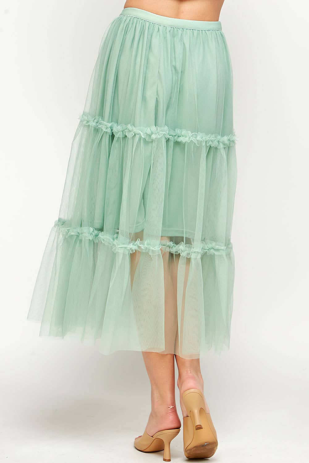 Tulle Midi Skirt With Mini Ruffles