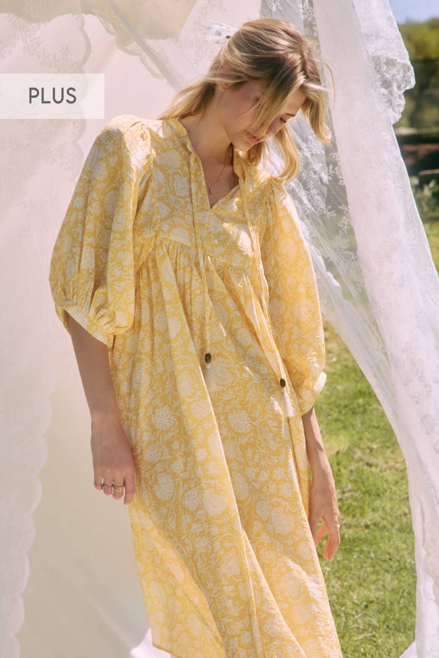 Plus Printed Midi Dress