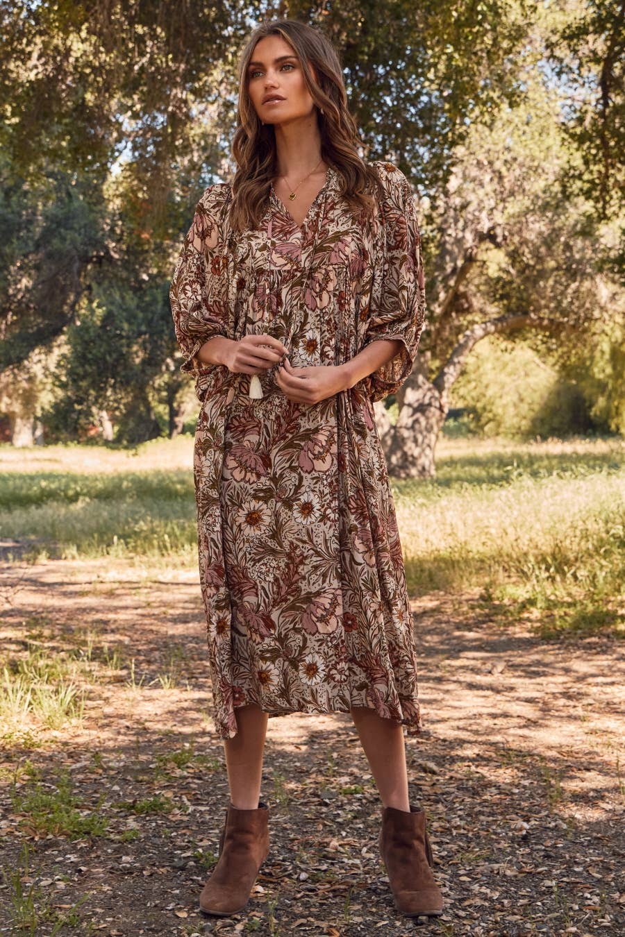 Plus Bohemian Floral Maxi Dress