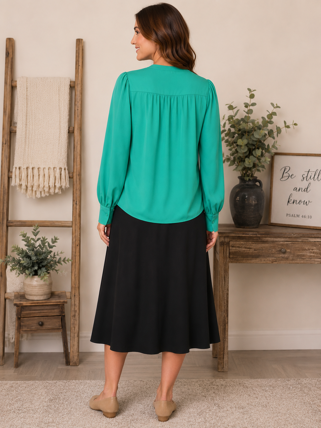 Emerald Grace Wrap Blouse