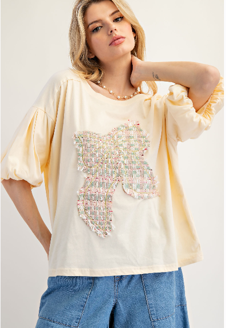 CREAM BOW TOP