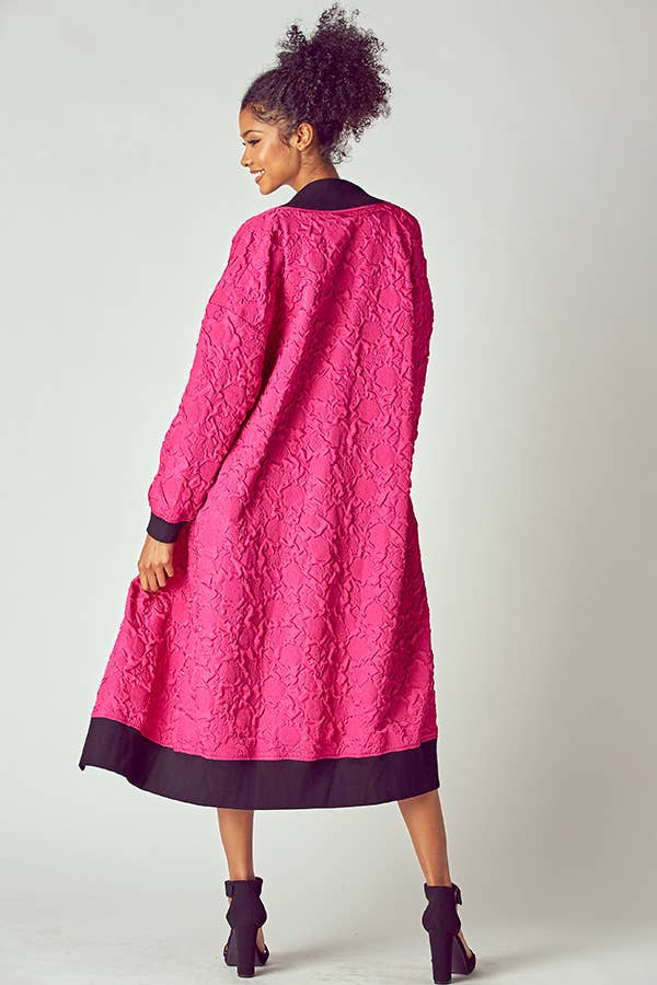 EMBOSSED JACKET WITH TWO WAY ZIPPER