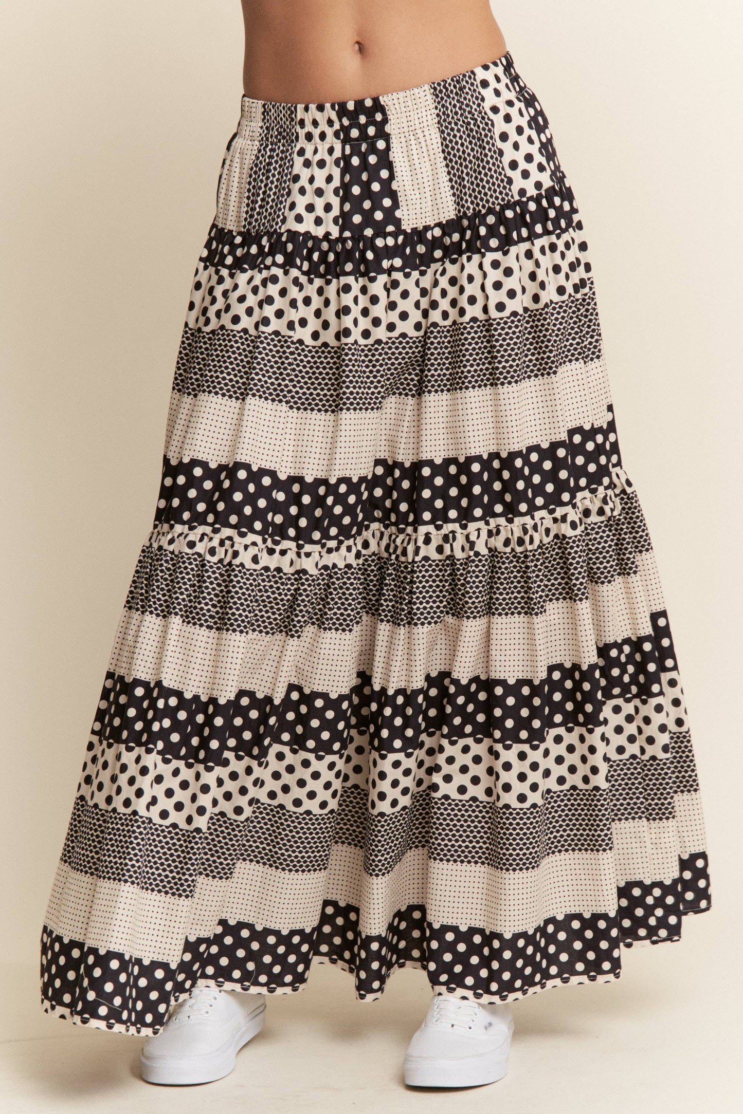 Polkadot Tiered Maxi Flowy Skirt