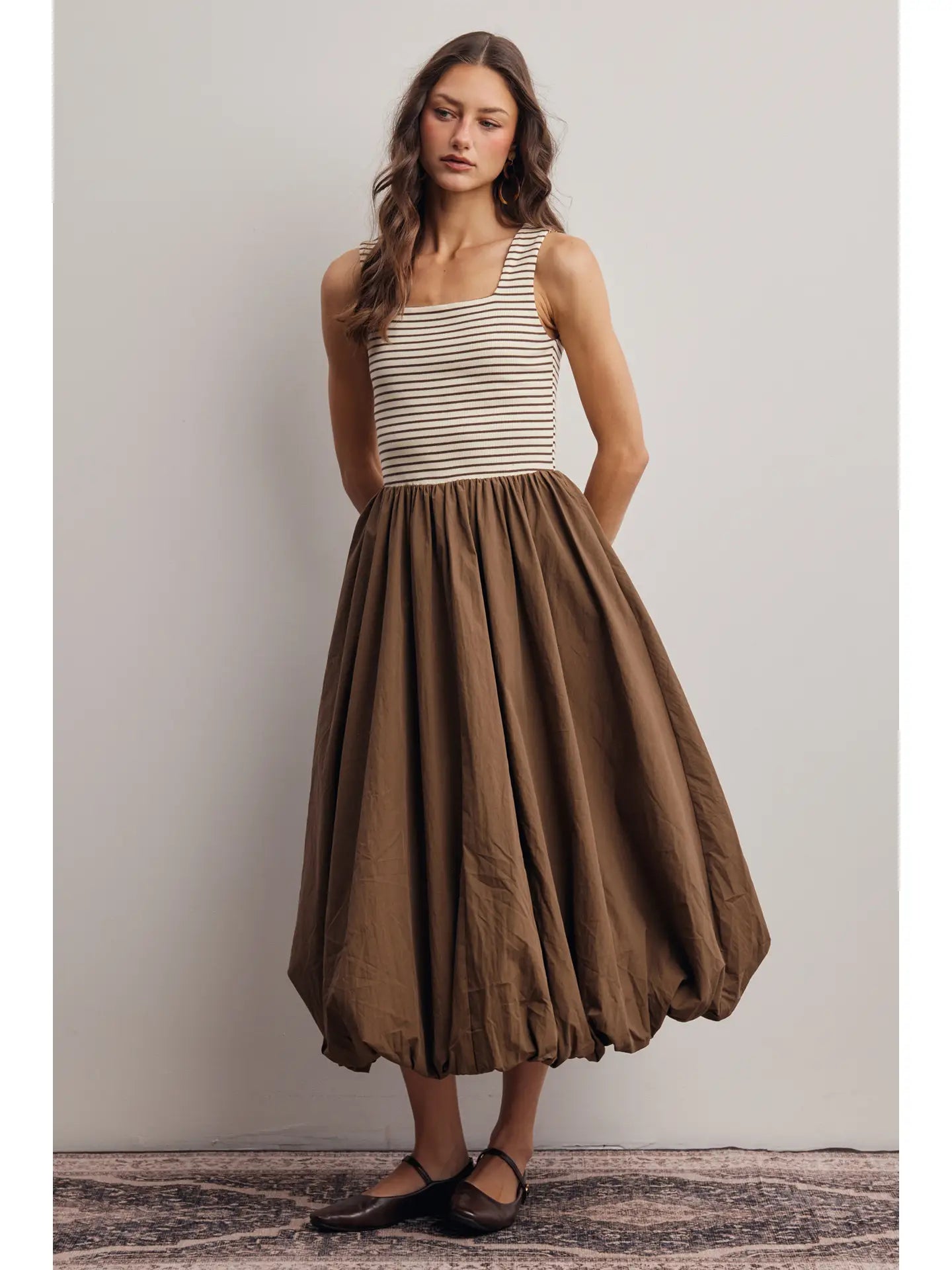 Dark of Night Striped Bubble Dress