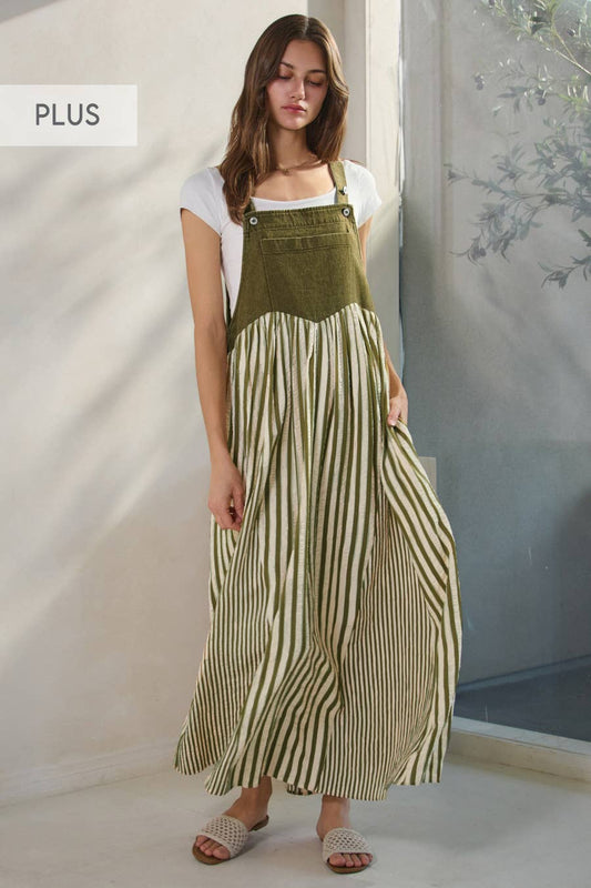 Plus Colored Denim Overall Dress