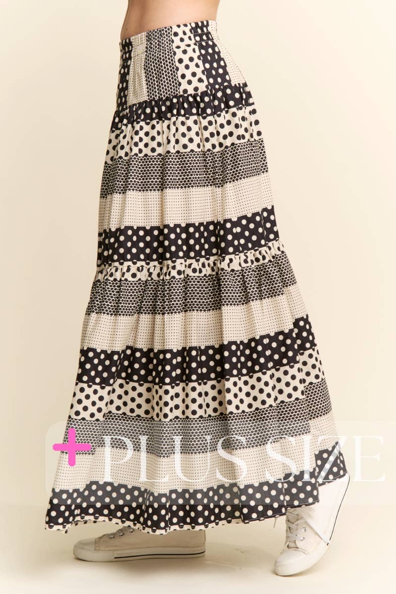 Polkadot Tiered Maxi Flowy Skirt