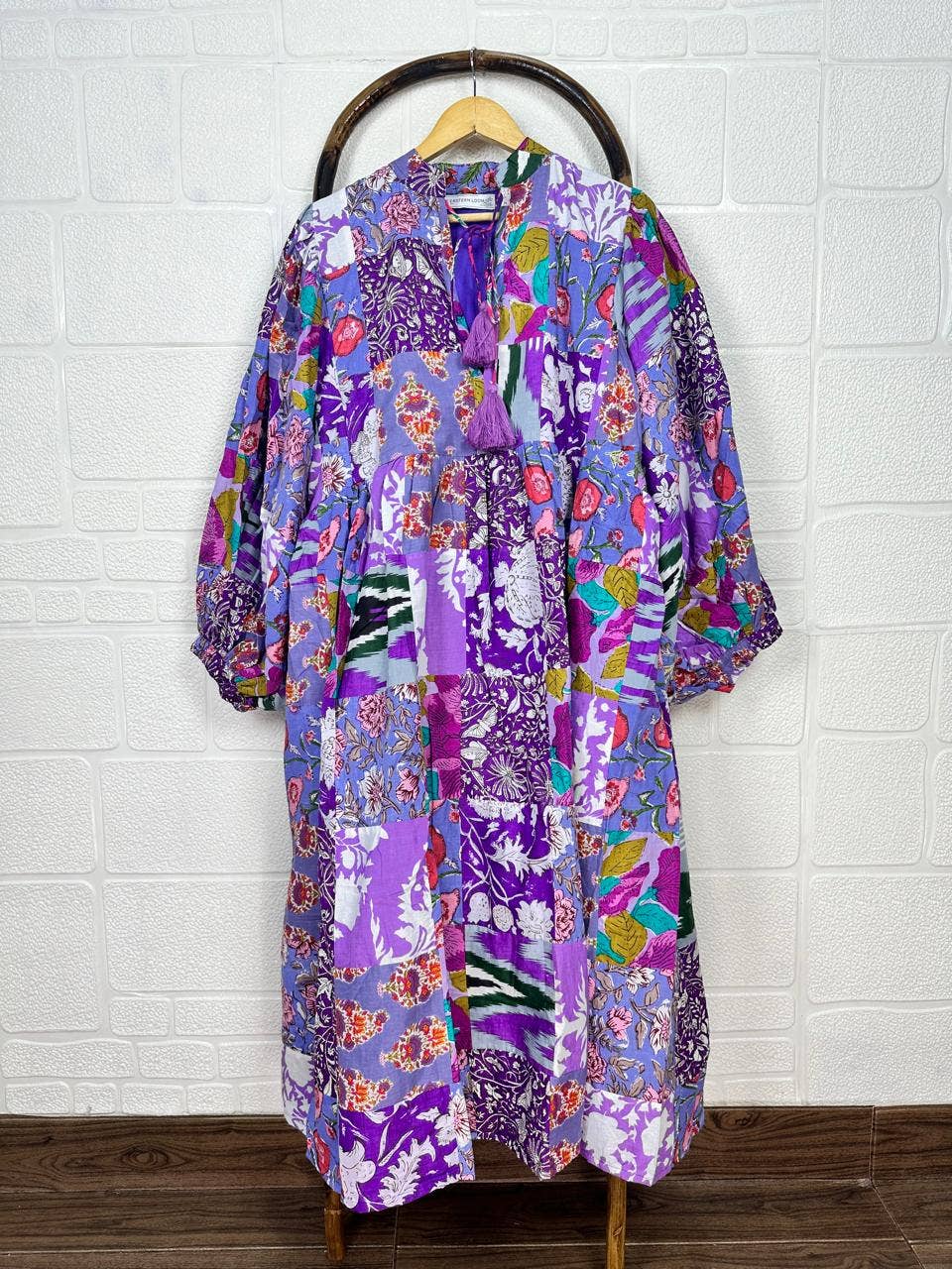 PURPLE  SHADES| Hand Patchwork Cotton Dress OneSize