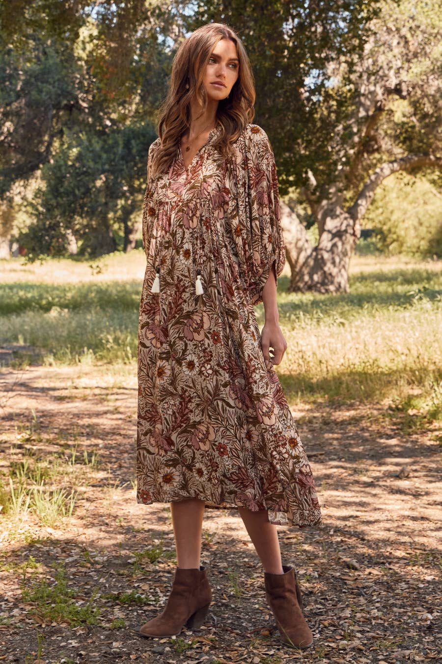 Plus Bohemian Floral Maxi Dress