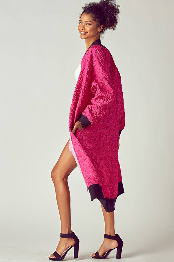 EMBOSSED JACKET WITH TWO WAY ZIPPER