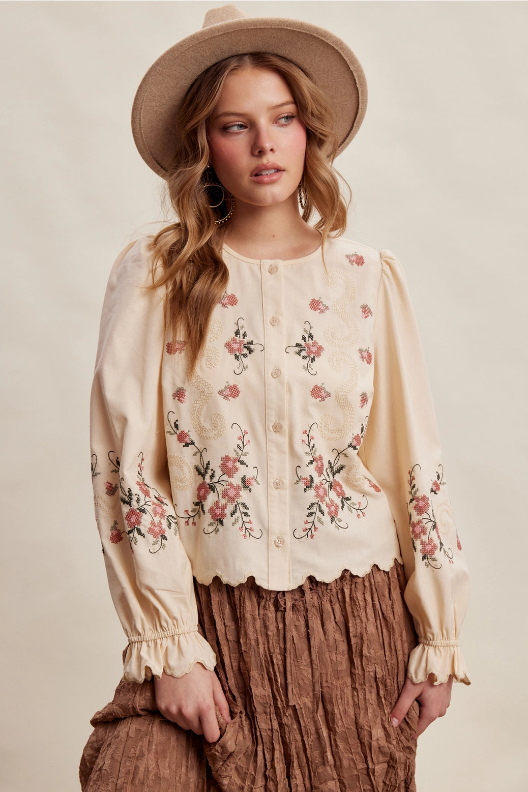 Scalloped Secret Garden Blouse