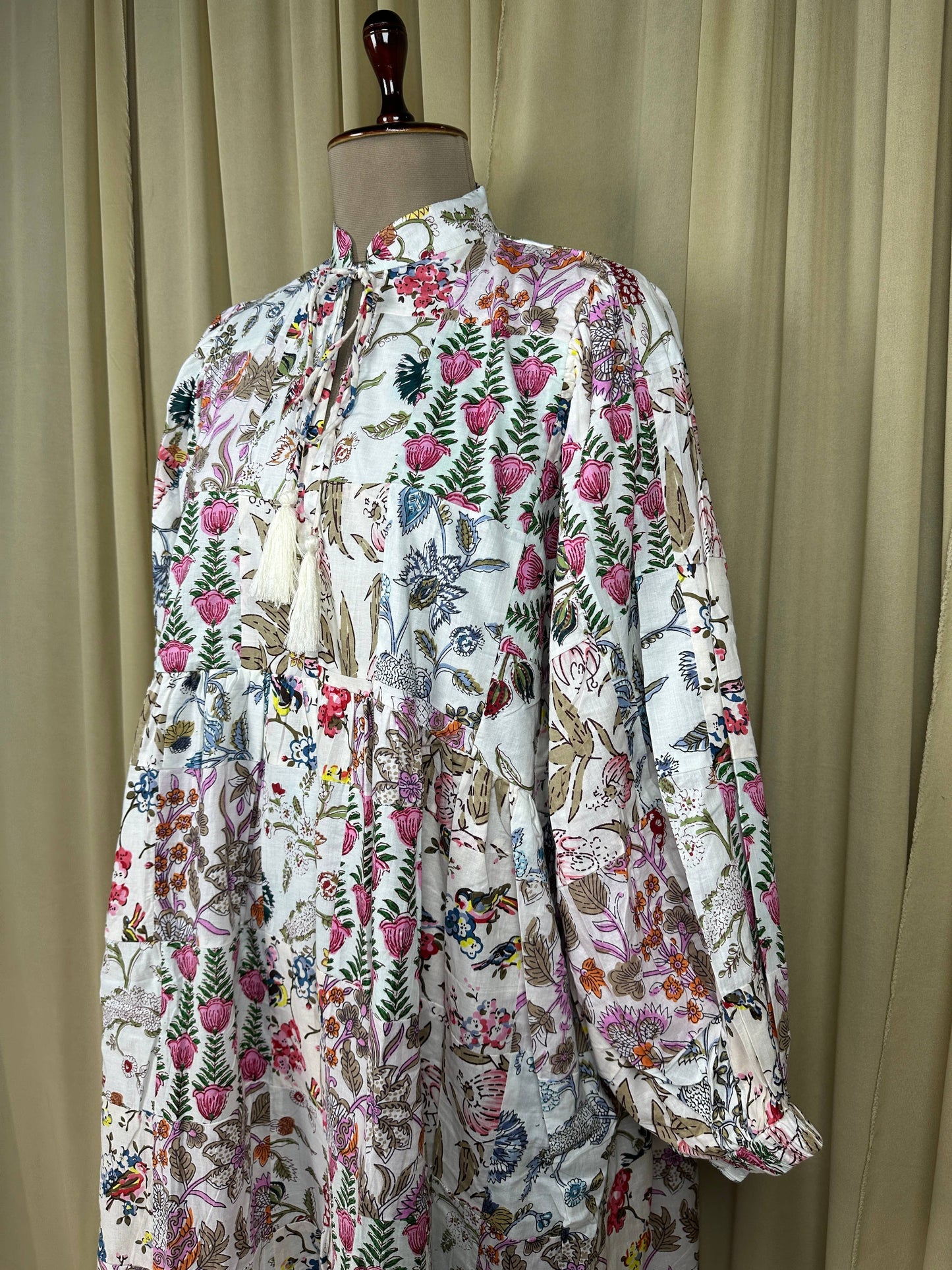 White SHADES - Hand Patchwork Cotton Dress OneSize