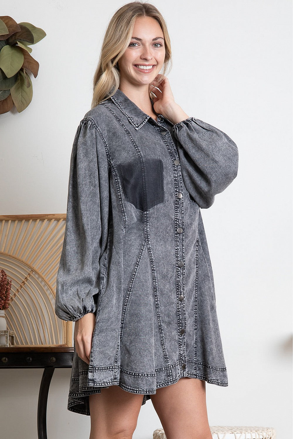WASHED DENIM DRESS