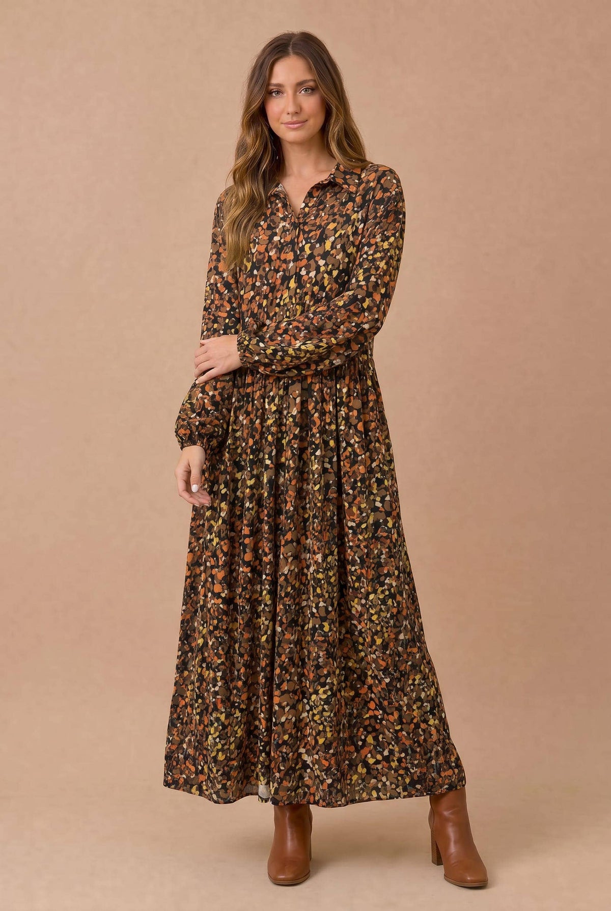 Babydoll Fit and Flare Dotted Leopard Dress
