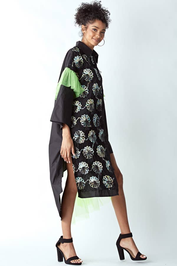 ASYMMETRIC OVERFITTING SHIRT DRESS
