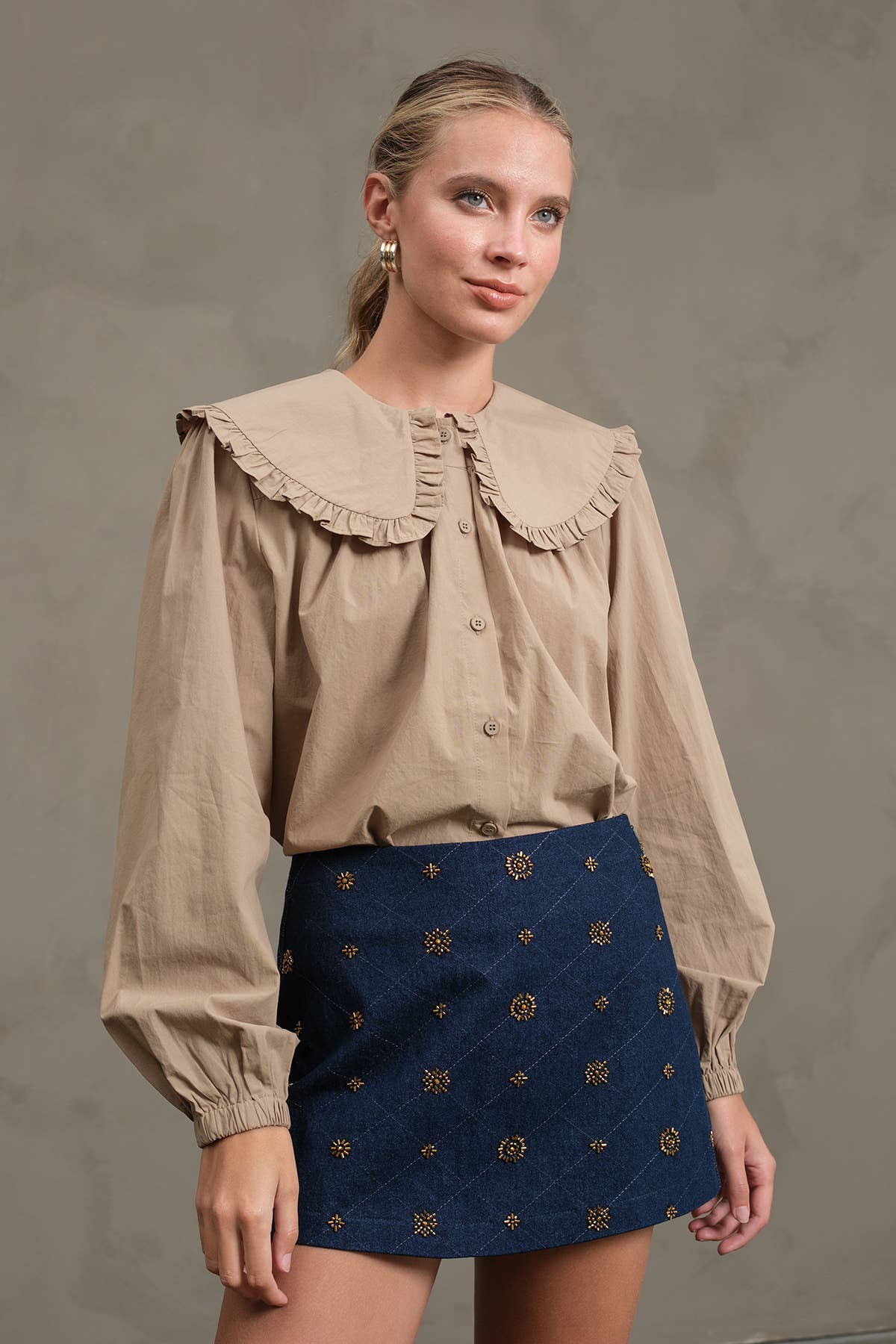 PETER PAN Frill Collar Cotton Blouse