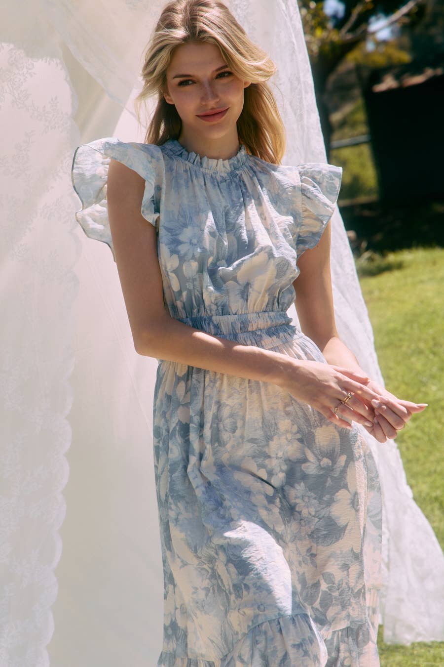 Plus Floral Tiered Midi Dress