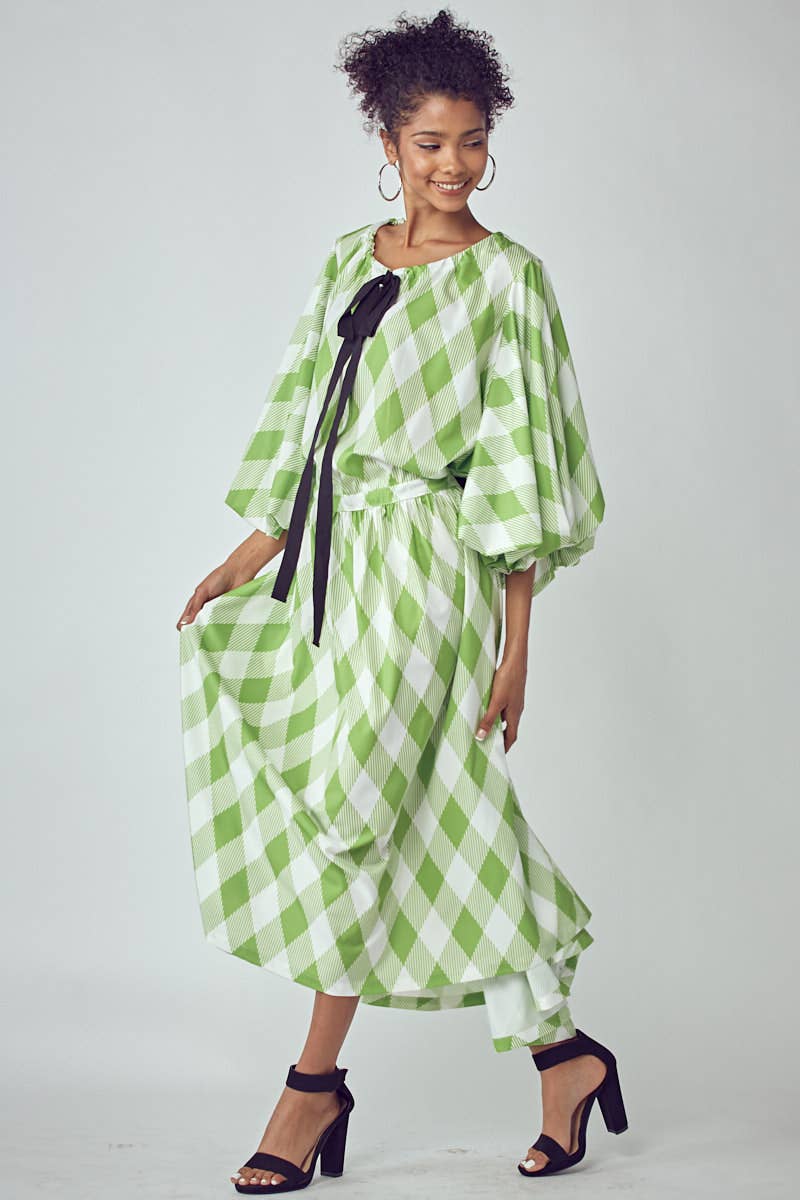 BALLOON SLEEVE DRESS WITH POCKETS