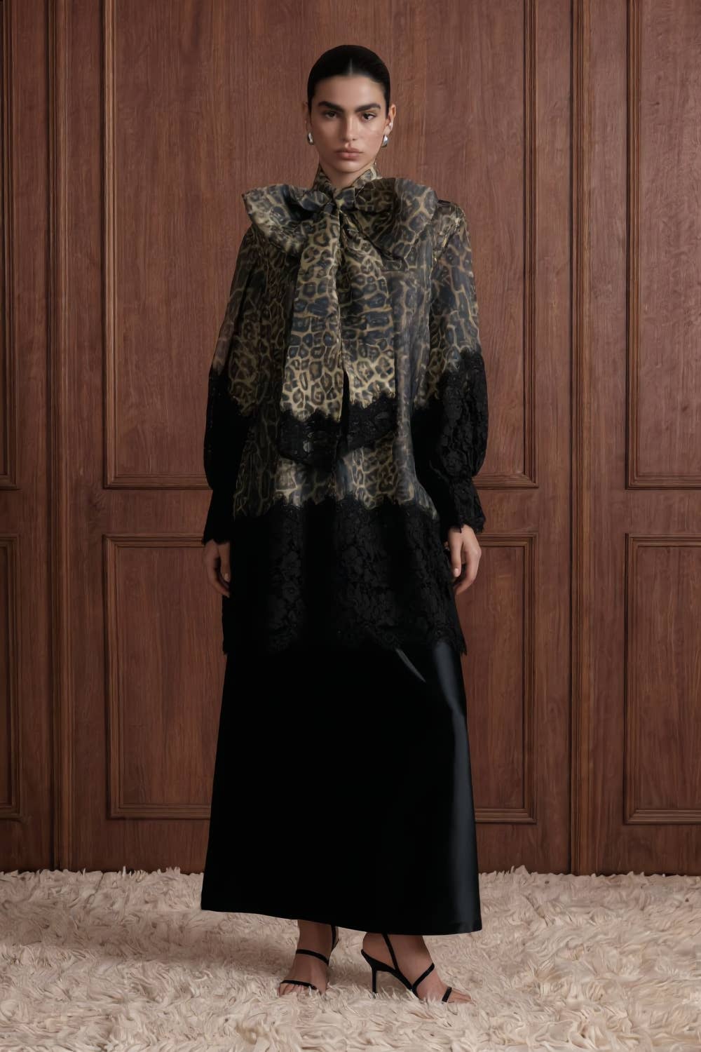 Mixed Media Animal Motif Bow Tunic