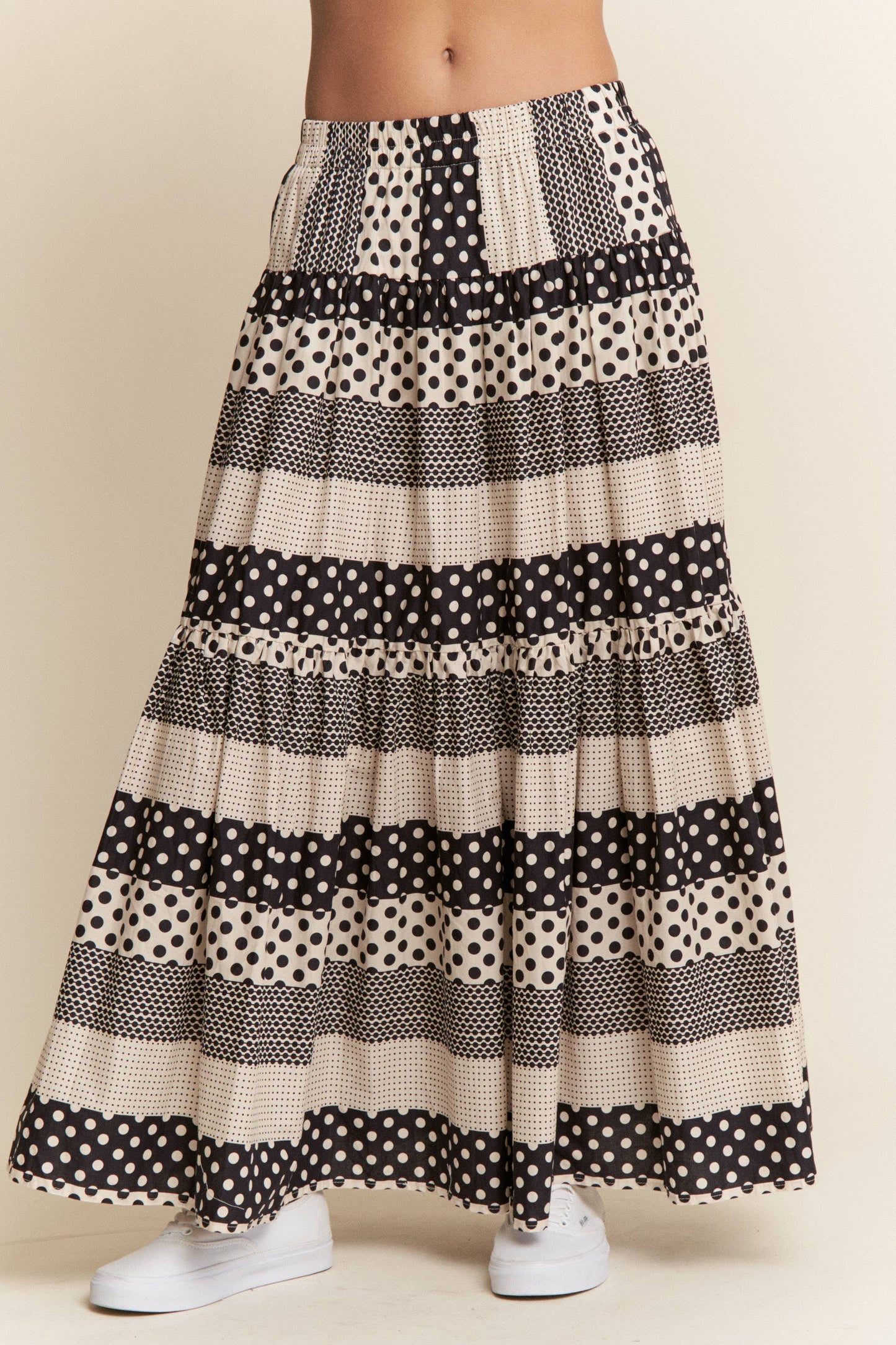 Polkadot Tiered Maxi Flowy Skirt