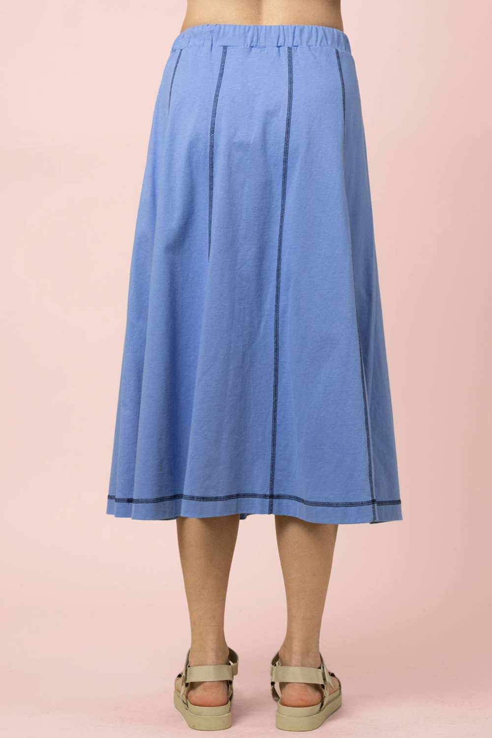 Stitch Detail Casual Knit Midi Skirt