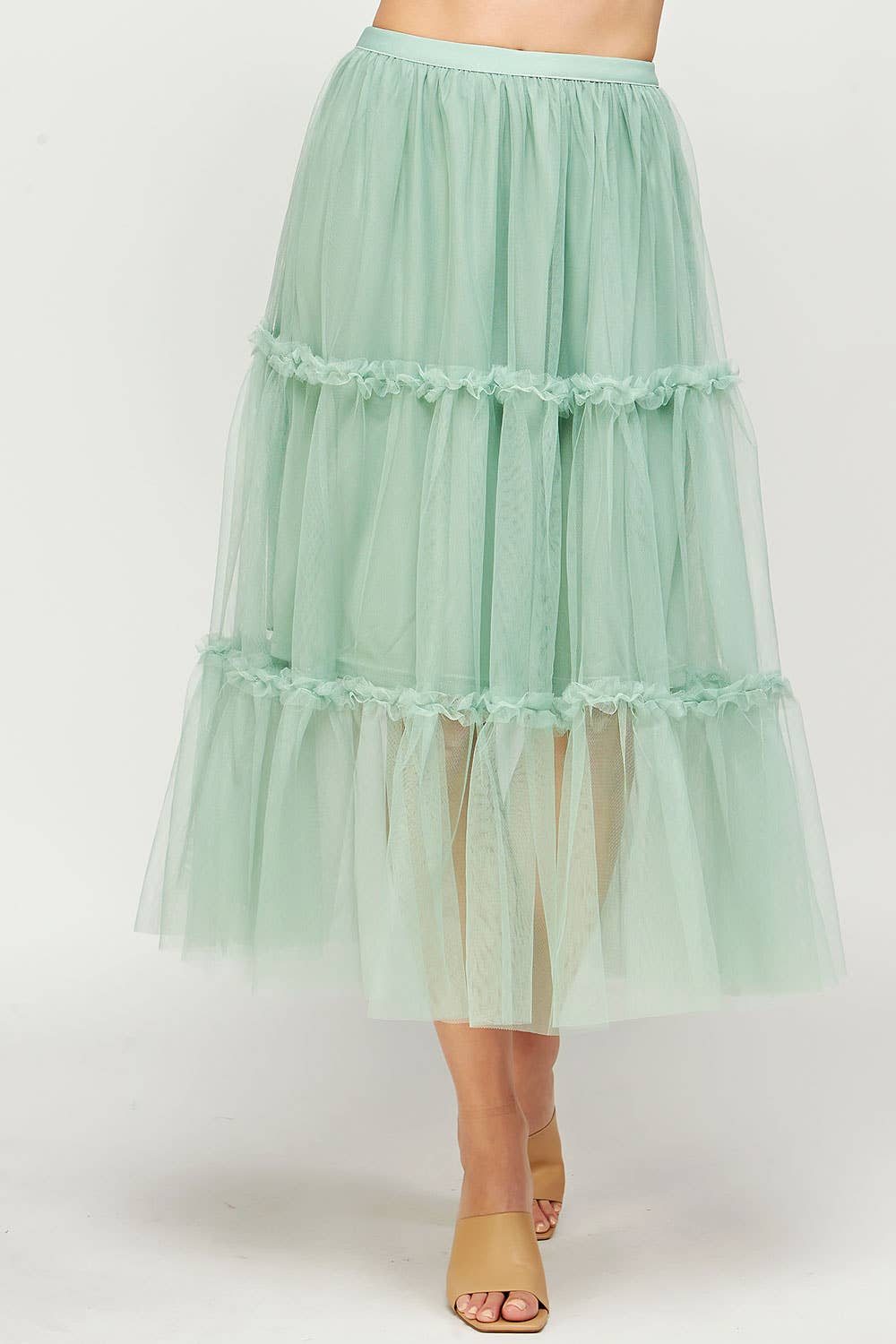 Tulle Midi Skirt With Mini Ruffles