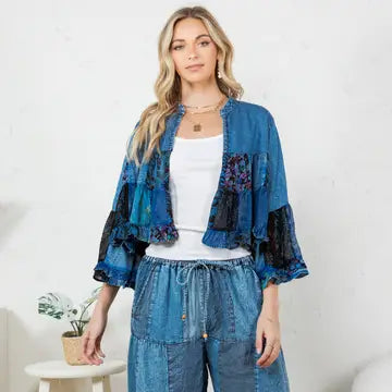 Chic Overdyed Band Collar Jhabla Indigo