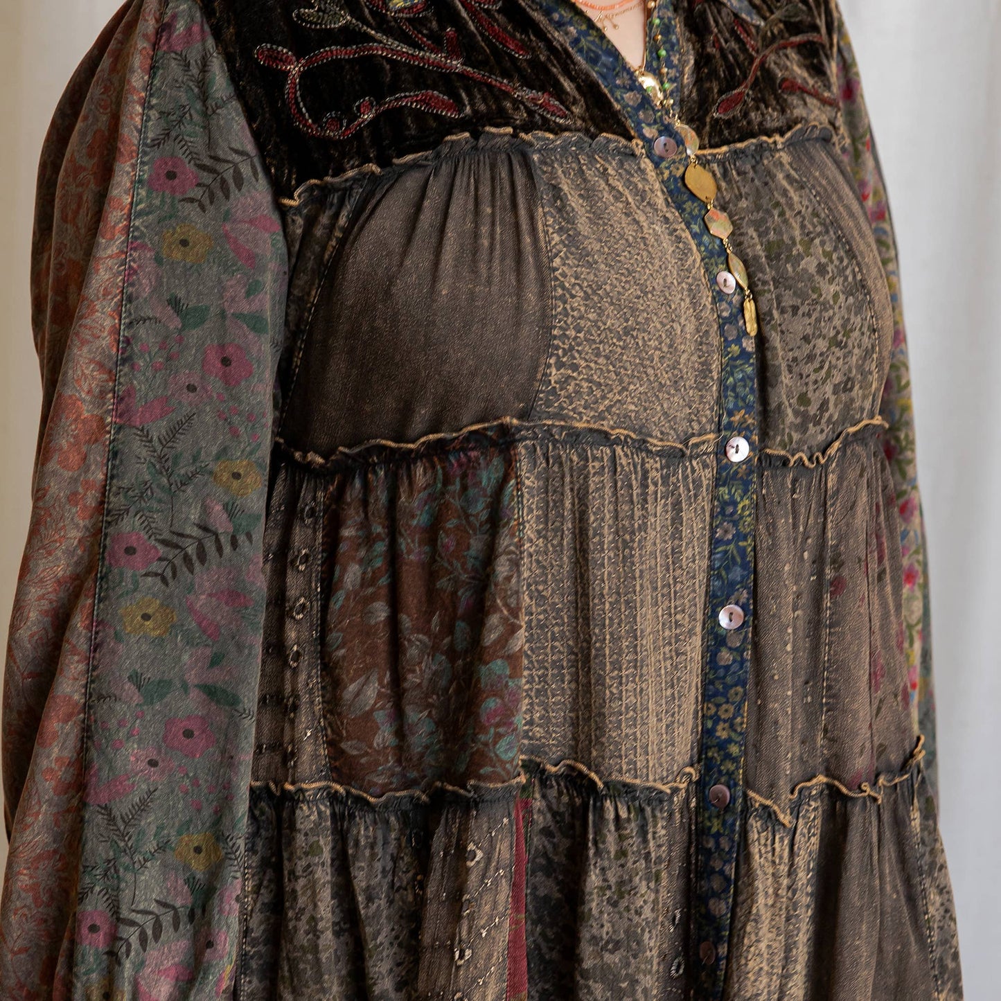 Artisan Embroidered Jhabla Shirt Dress PLUS