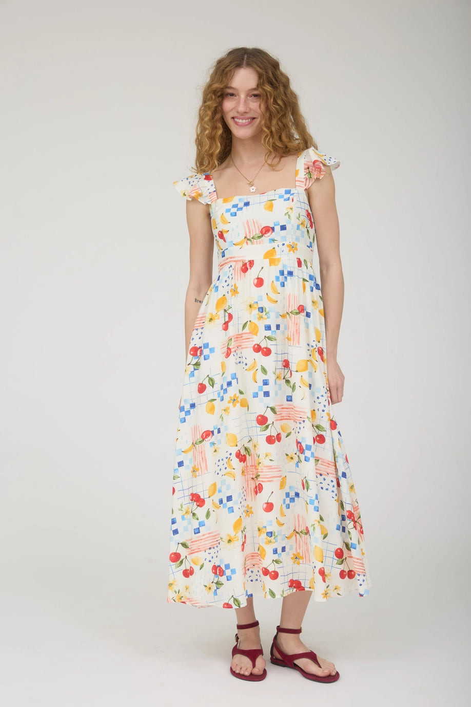 Cherry Pickin Ruffle Maxi Dress