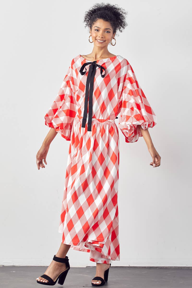 BALLOON SLEEVE DRESS WITH POCKETS